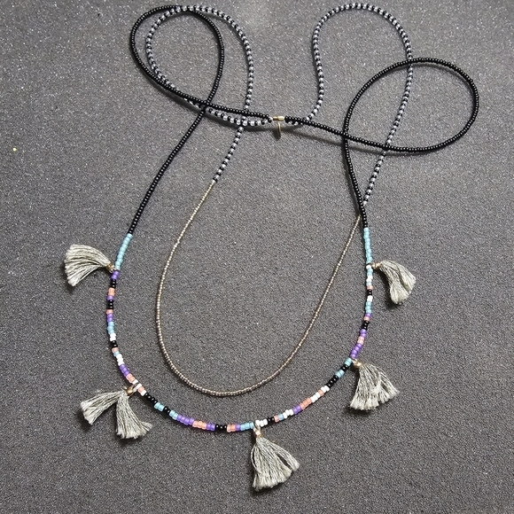 Shashi Signed Double Strand Beaded Necklace Bohemian South Western Style 23 In. - Picture 1 of 5